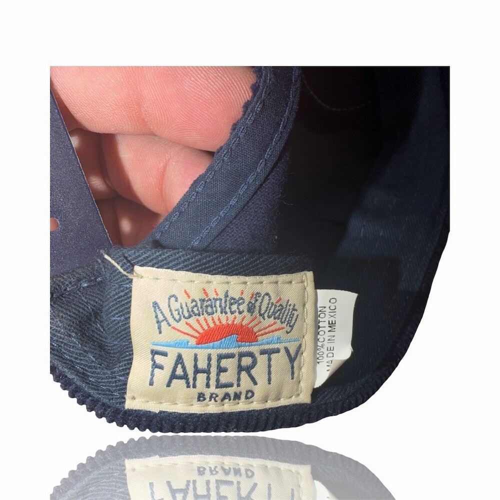 Faherty Navy Corduroy Cap with Sunrise Patch - Picture 2 of 3